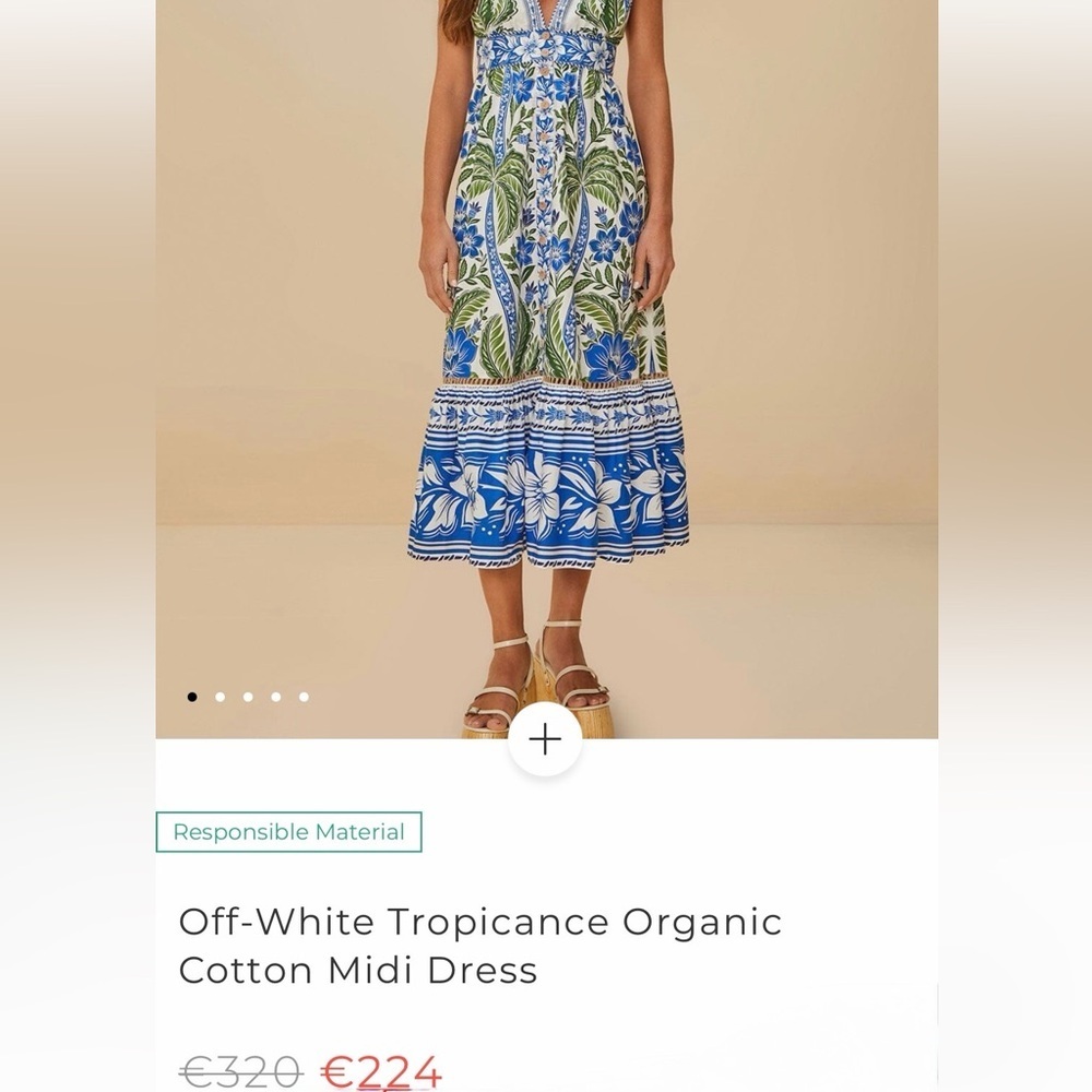 FARM Rio Blue and Green Floral Midi Dress Mty - Picture 14 of 16
